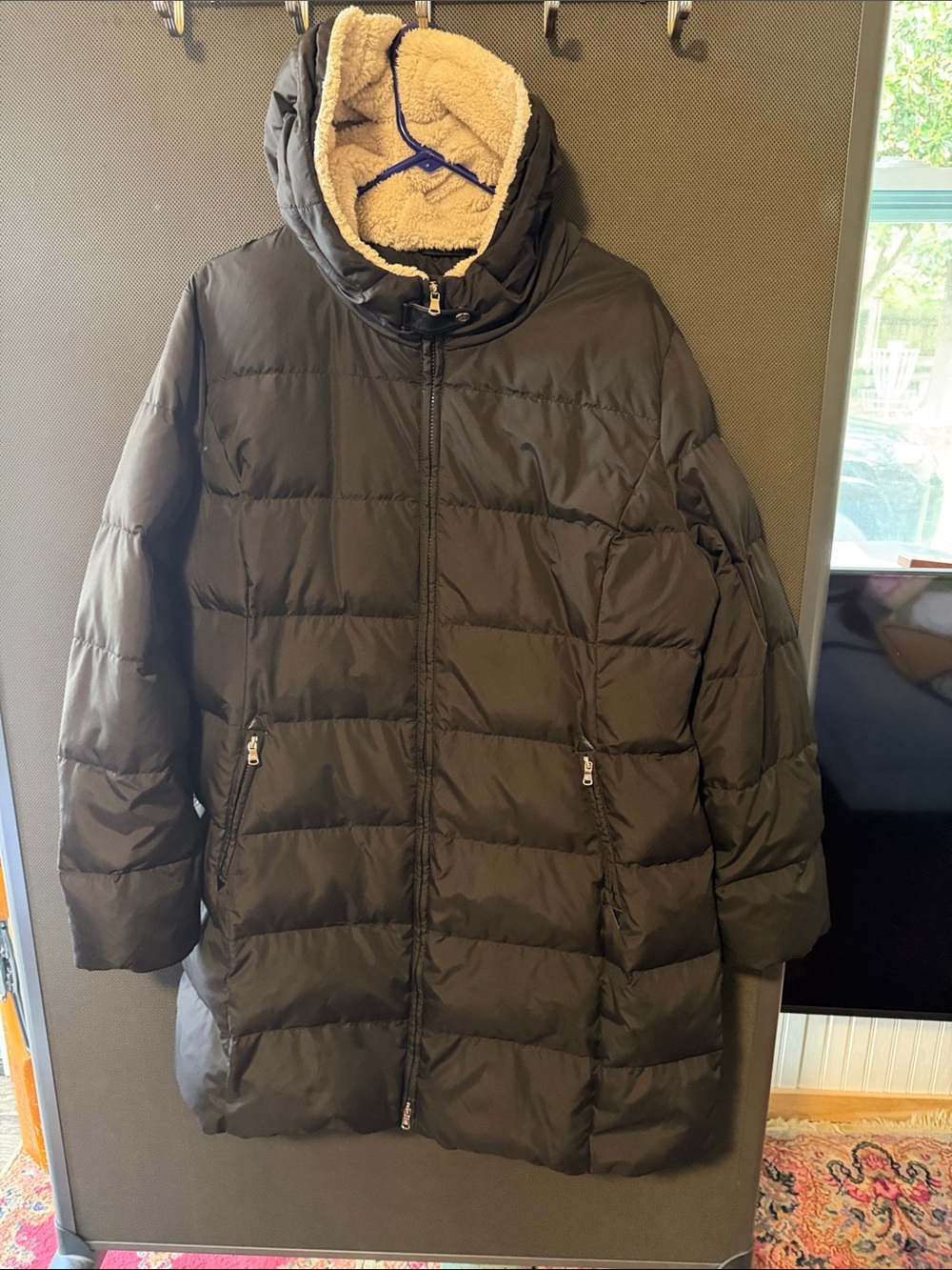 Ralph Lauren Black Puffer Coat Faux Fur Hood Parka Jacket Women's size xxl